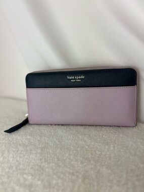 kate spade Two-Tone Lavender and Navy Zip Wallet
